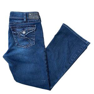 Silver Jeans Suki Surplus Womens 32x29 Dark Wash Mid Rise Flap Pockets Stretch